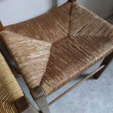 4 straw and wood chairs