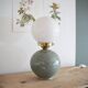 Lampe céramique mouchetée & opaline