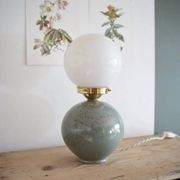 Lampe céramique mouchetée & opaline