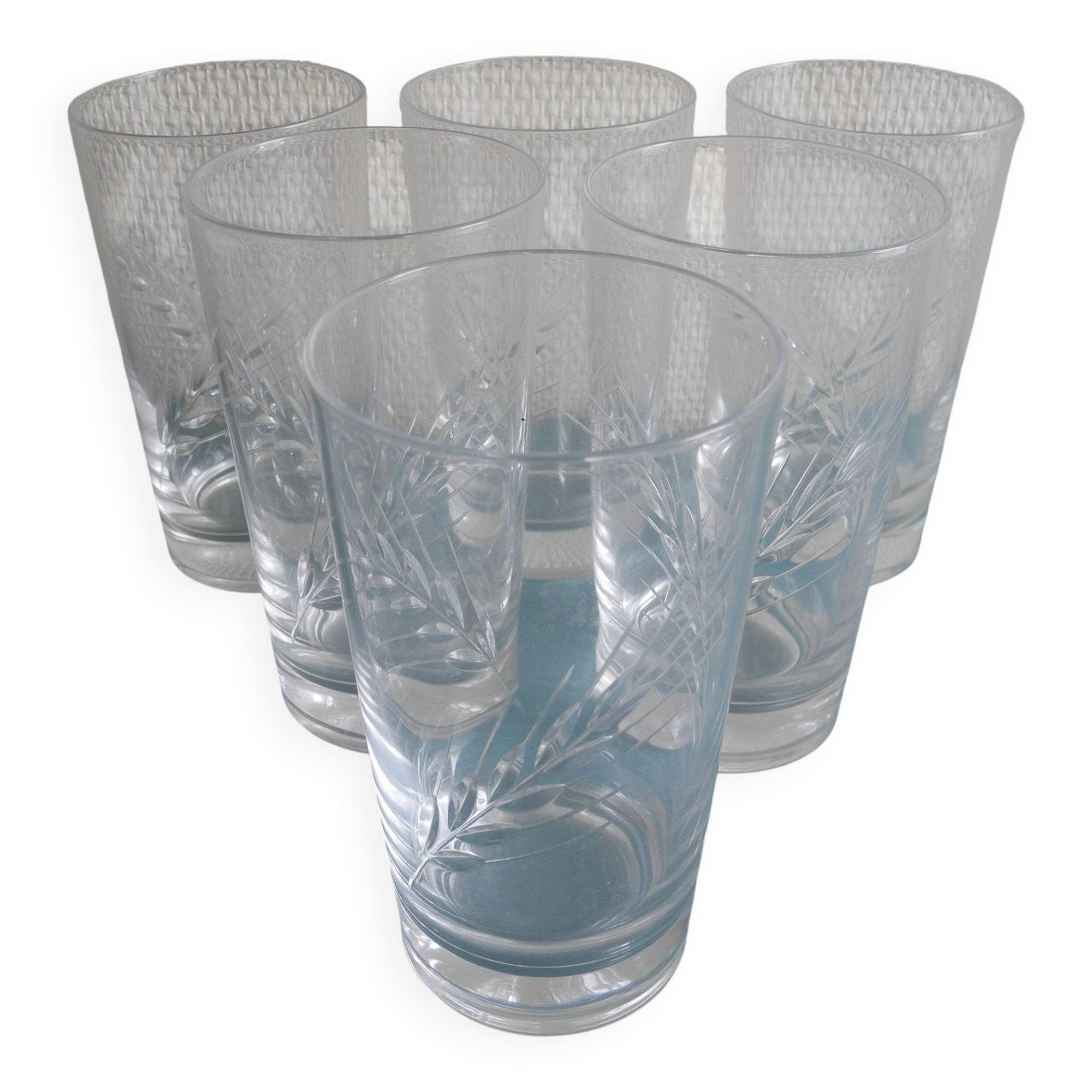 6 verres orangeade cristal d'Arques Fleury vintage french crystal glasses