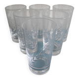 6 verres orangeade cristal d'Arques Fleury vintage french crystal glasses