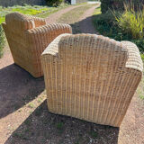 Large rattan armchairs