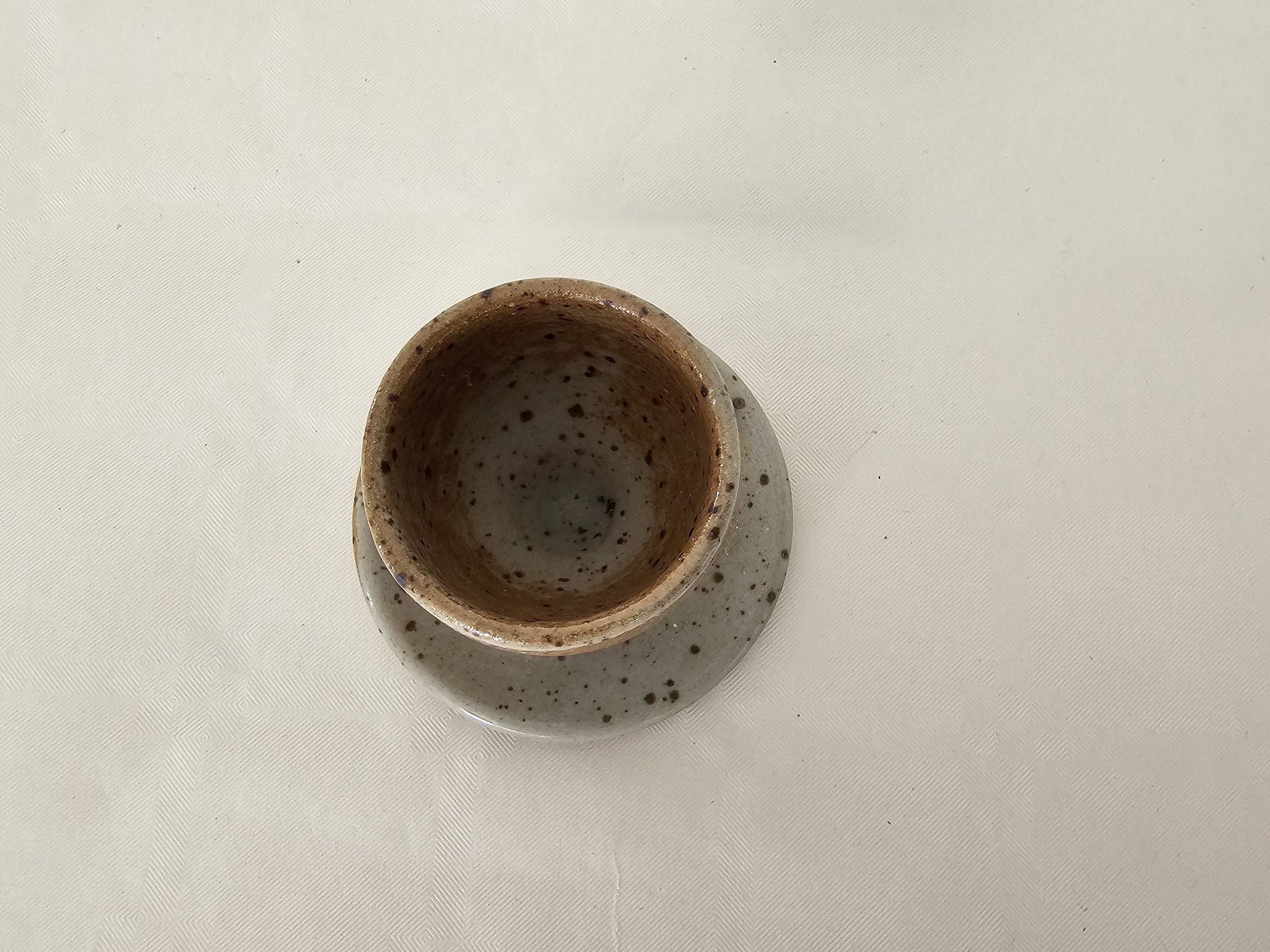 Ceramic egg cup signed Barges