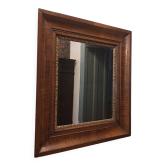 Antique beveled edge mirror in walnut frame, circa 1850