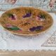 Large hollow round flat fruit bowl Sarreguemines in yellow slip fruit decor