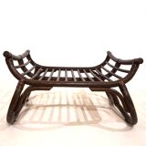 Manou rattan lounge chair in pagoda style with ottoman