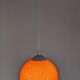 Pair of orange opaline ball pendant lights from the 60s/70s