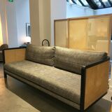Canapé cannage 210 bois noir Red Edition - sillon marine tissu lelièvre
