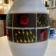 Vintage West Germany Vase – White Ceramic & Multicoloured Graphic Frieze
