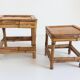 1950s Mid-Century French Bamboo and Wood Plant Pedestals, Hand-Crafted