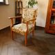 Vintage Salon Armchair with Floral Tapestry Upholstery and Scroll Armrests