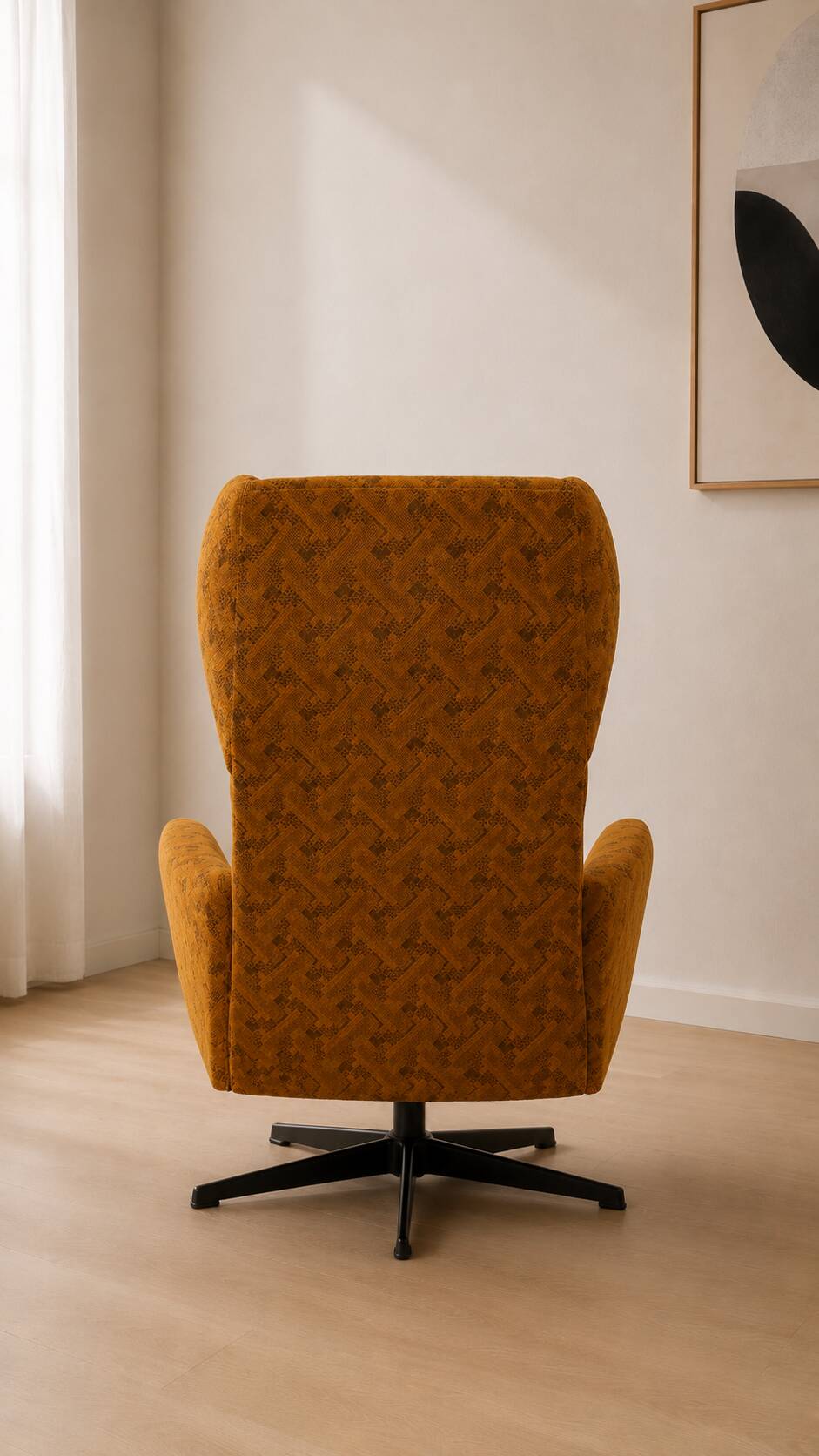 Vintage Czechoslovak Wingback Swivel Lounge Armchair