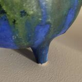 Small flamed stoneware pot