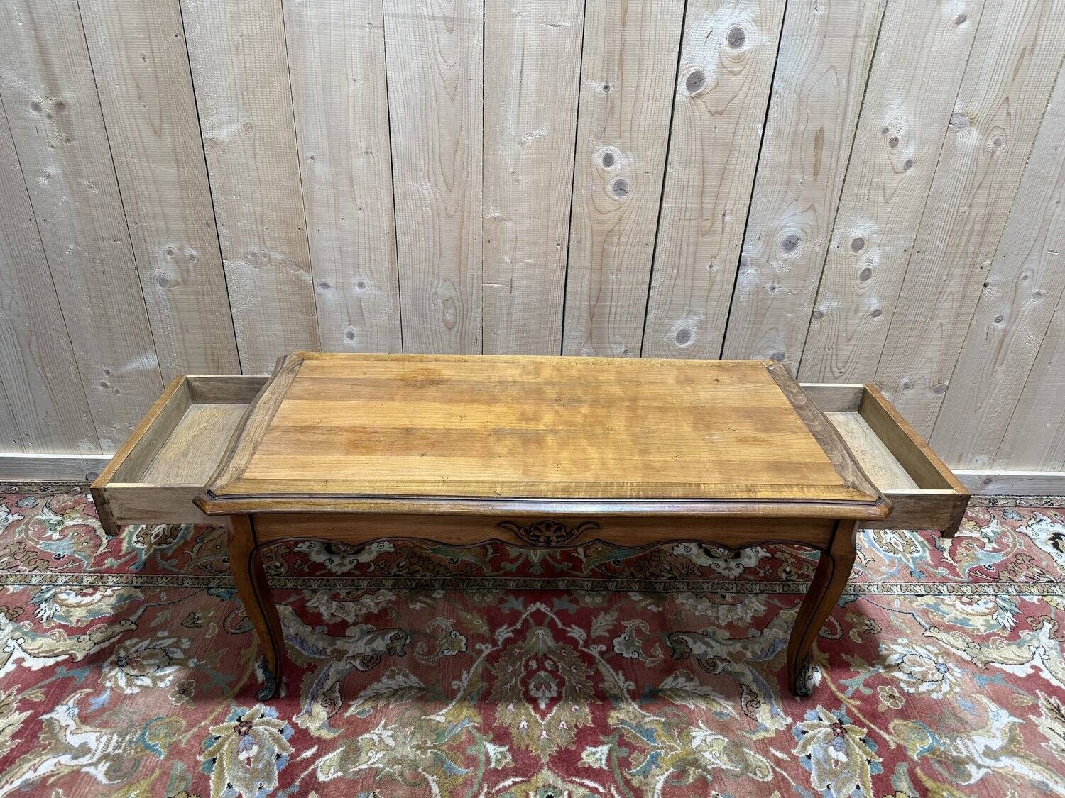 Louis XV style coffee table in cherry wood.