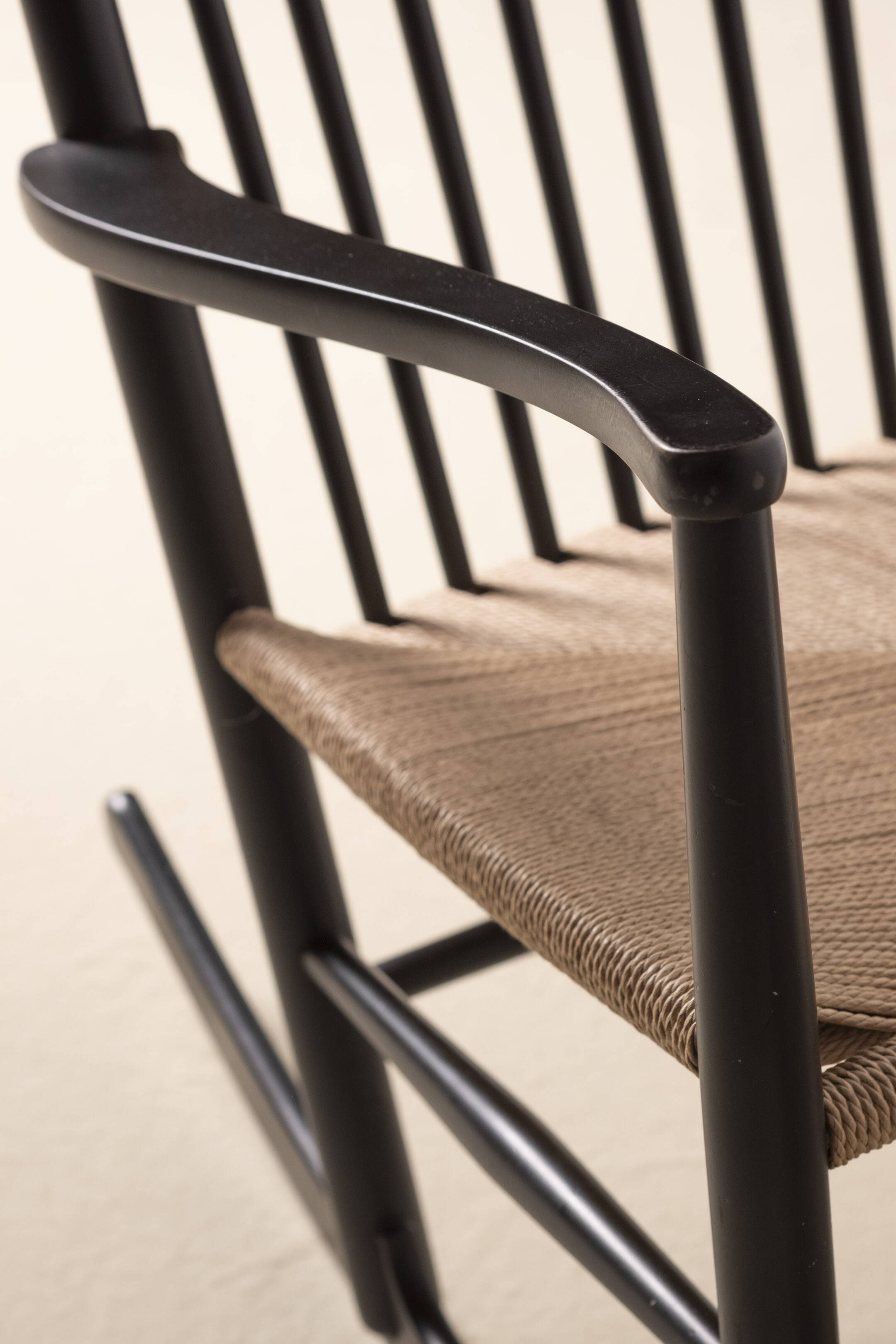 Hans J. Wegner J16 Black Rocking Chair, 1969 FDB