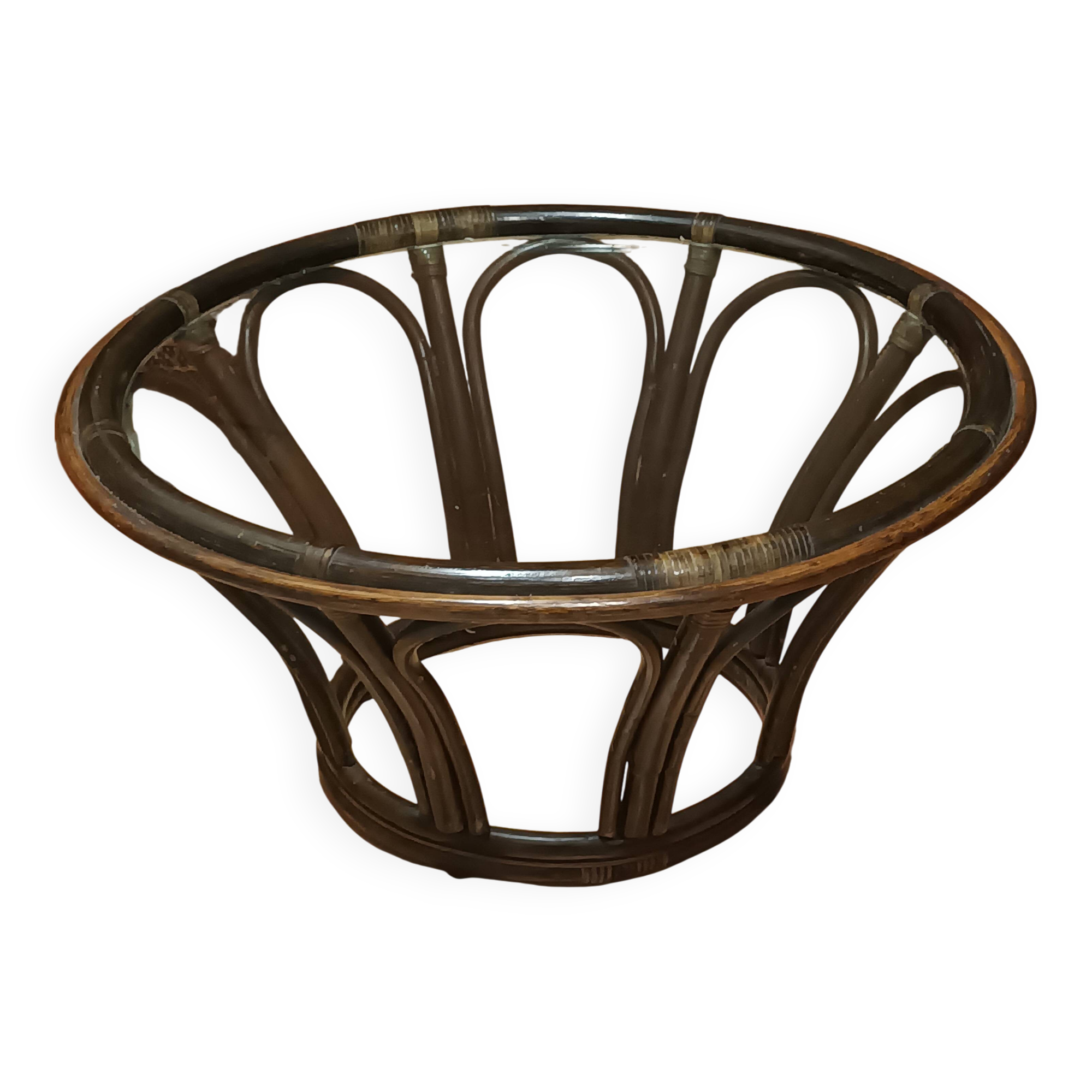 Maugrion editions rattan and glass coffee table