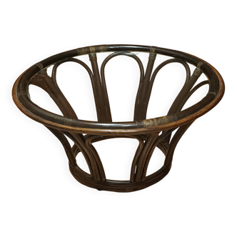 Maugrion editions rattan and glass coffee table
