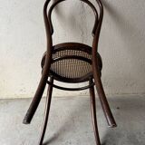 Chaise bistrot ancienne en bois et cannage