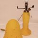 Mushroom lamp yellow glass paste spotted red