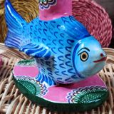 Candle holder vintage fish art from Mexico