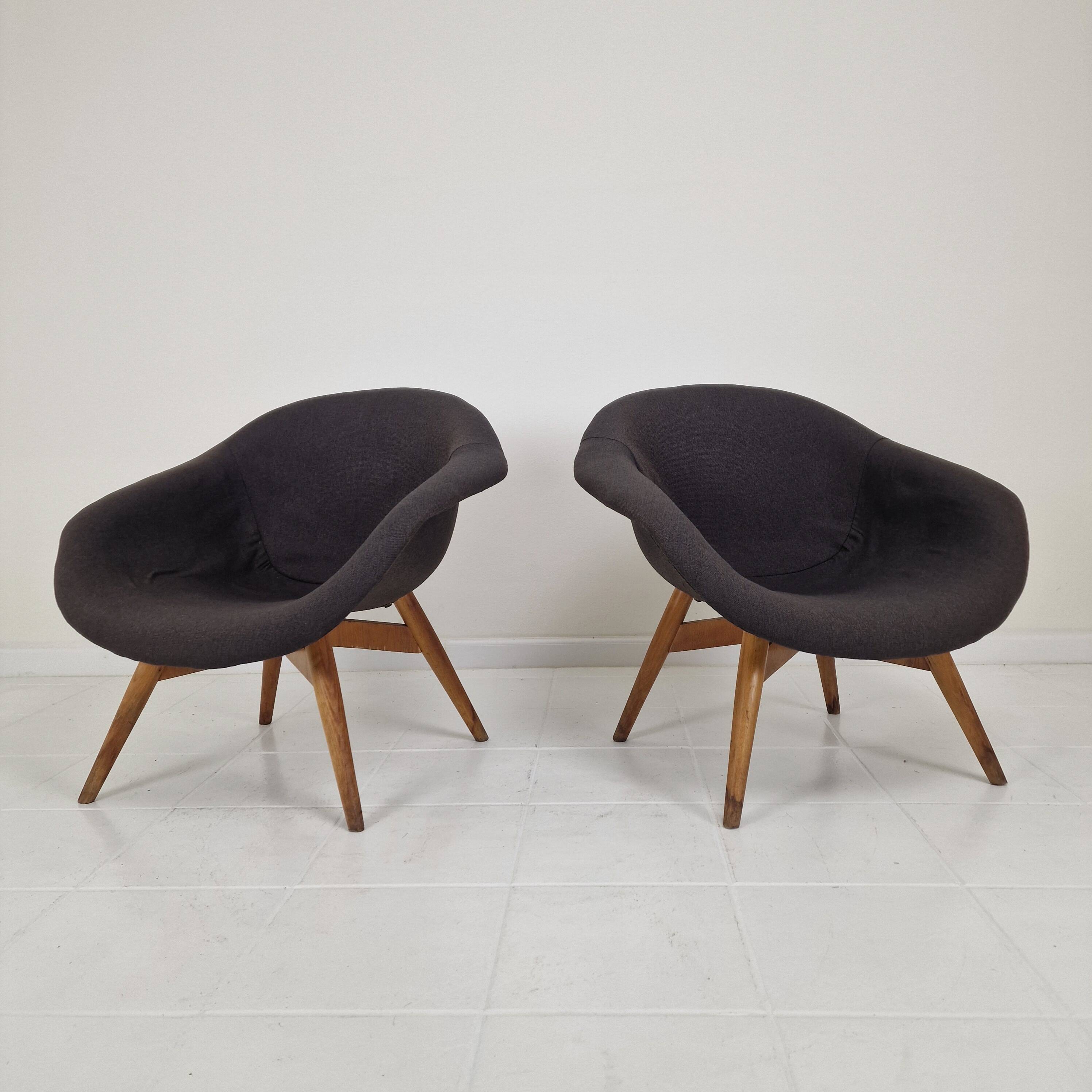 Set of 2 Bucket Lounge Chairs by Miroslav Navrátil for Vertex, 1960's
