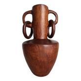 Wooden vase carved from the mass / handcrafted / sculpture / 60s / Mid-Century / decoration / 20th century / brutalist