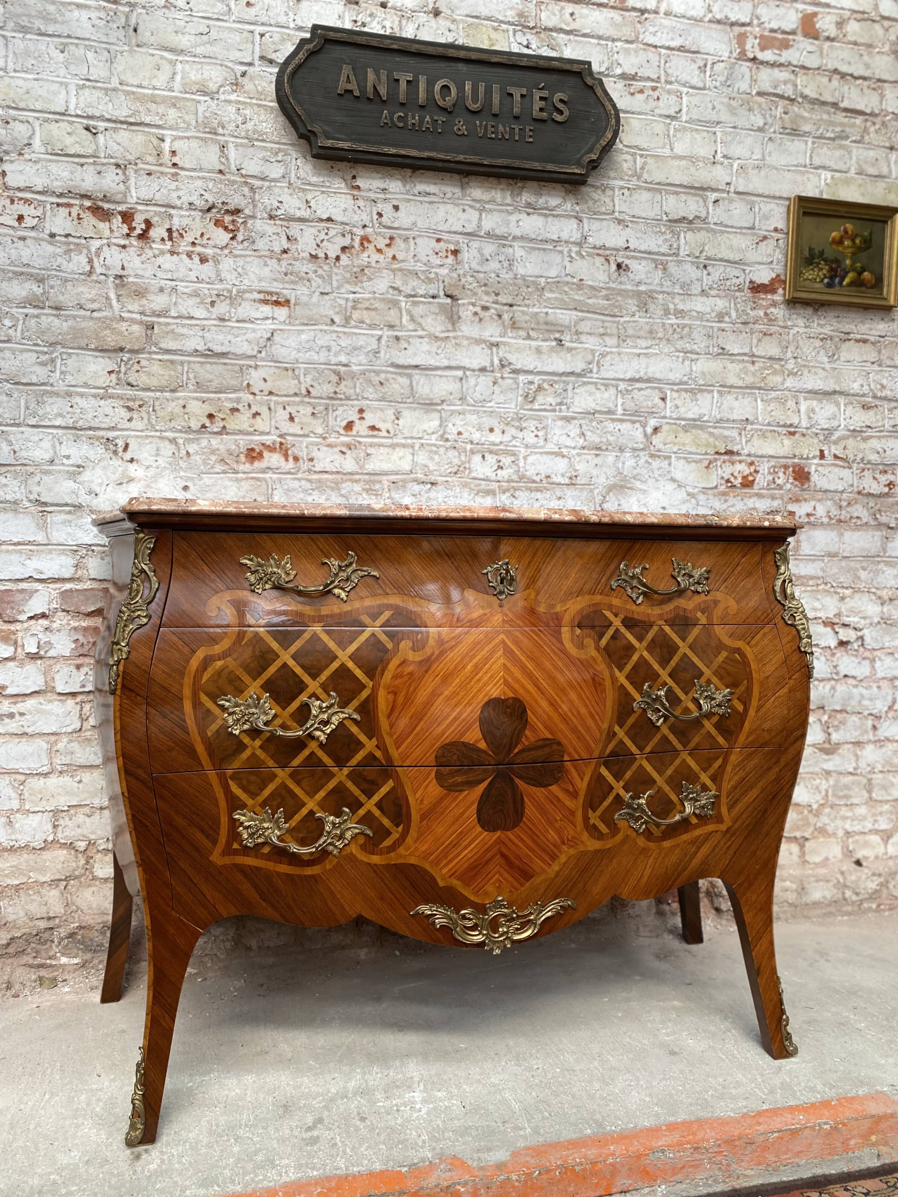 Chest of drawers stamped in marquetry Louis XV style