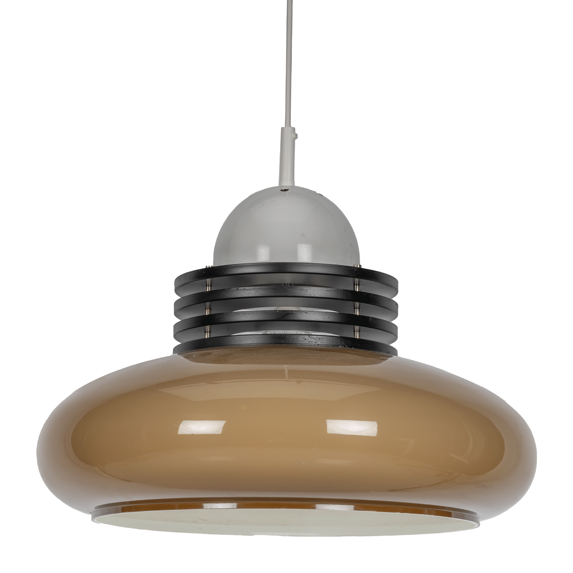 Brown and white space age pendant lamp