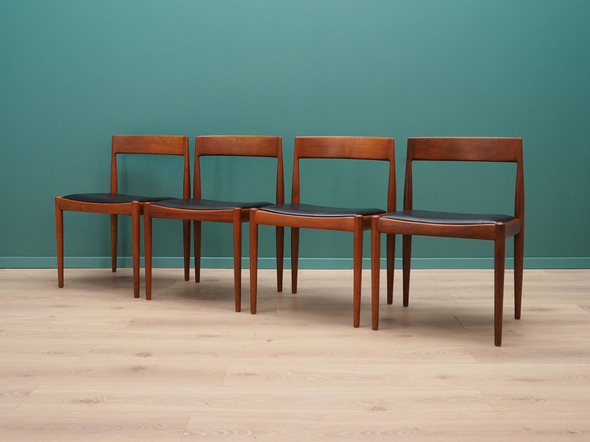 Set of four teak chairs, Danish design, 1970s, designer: Kai Kristiansen, m