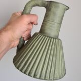 Vintage green ceramic pitcher, decorative jug from the 1960s