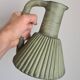 Vintage green ceramic pitcher, decorative jug from the 1960s