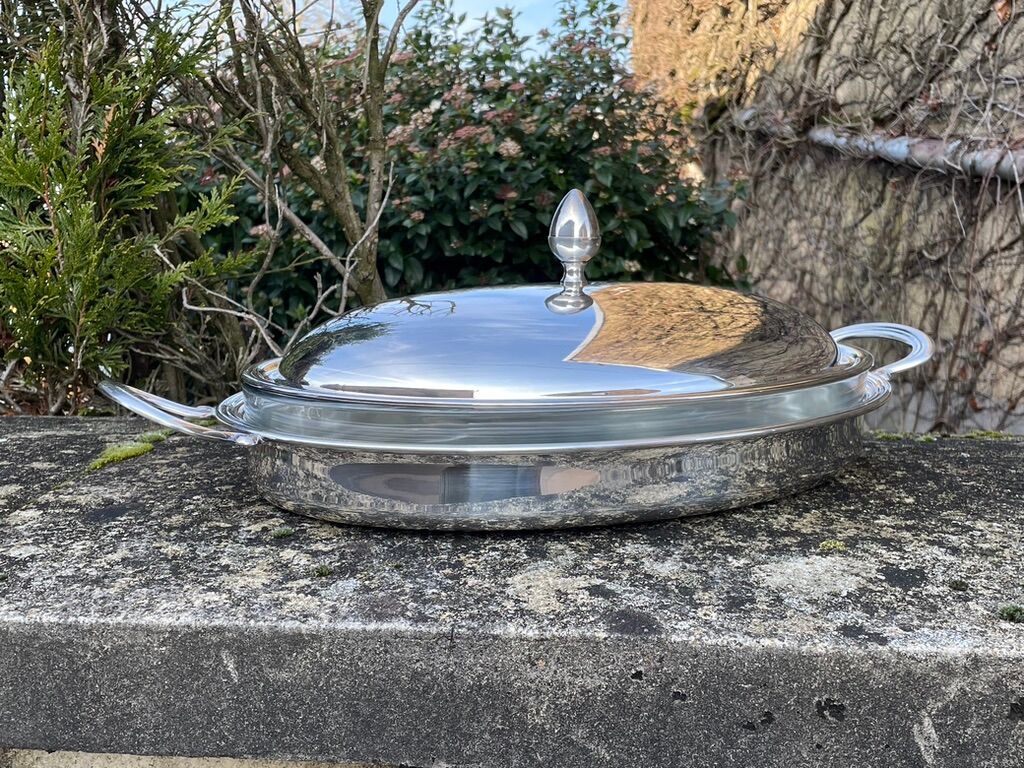 Rino Greggio - OLRI and Pyrex - Large serving dish - Modern - Silver metal, Glass