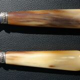 Carving Set + Salad Server Horn and Stainless Steel