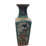 Vase Balustre Chinese Base Square Background Turquoise Background