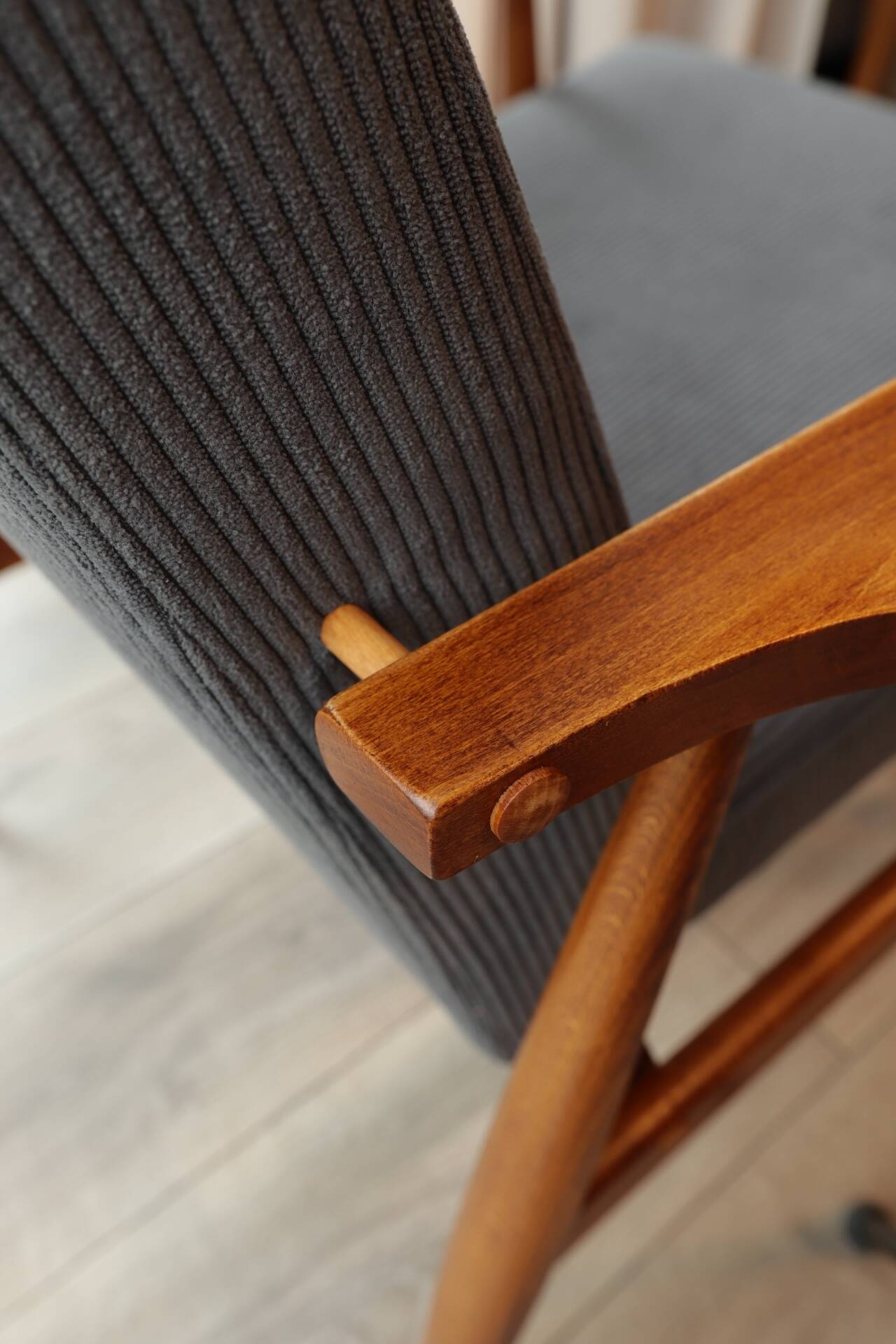 Scandinavian modern armchair graphite corduroy H.Lis