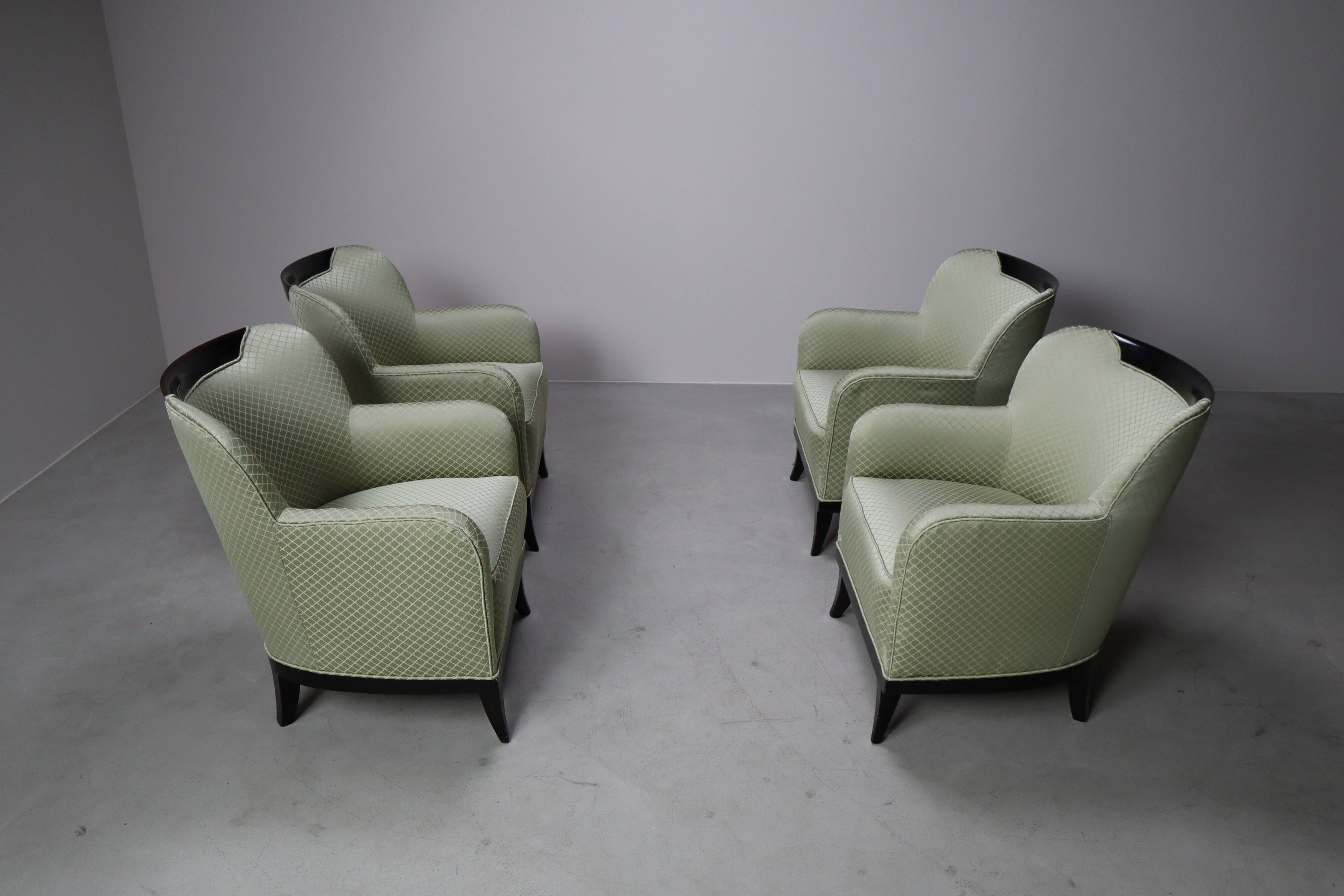 Set of four Art Deco armchairs, 1930-1950