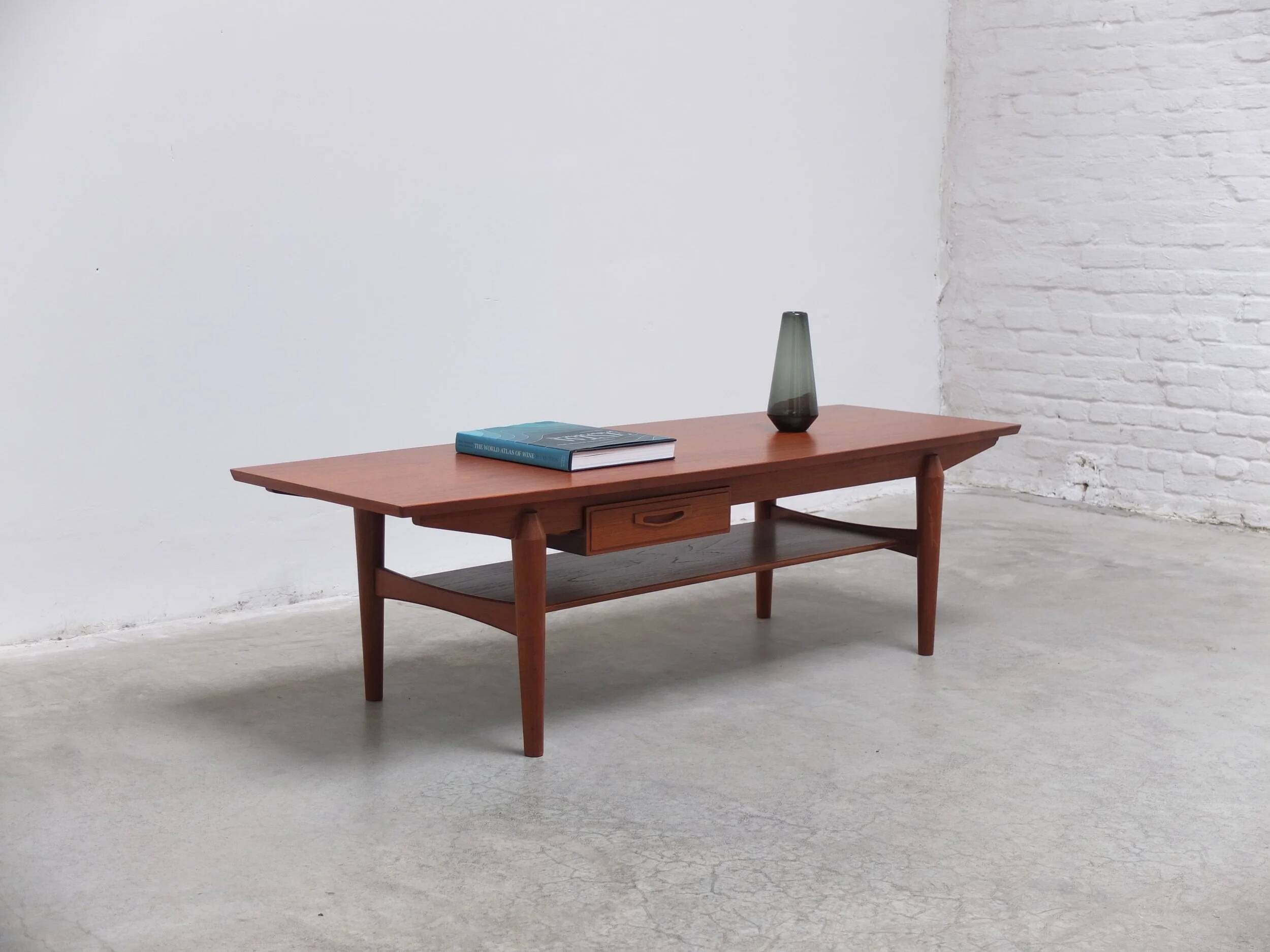 Large coffee table with magazine rack by O.M.F., 1960s