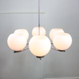 Lustre vintage en chrome et opaline, italie, 1970s