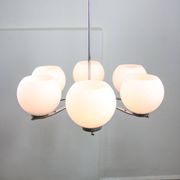 Lustre vintage en chrome et opaline, italie, 1970s