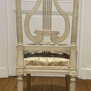 Pair of chairs, lyre back, based on a model by Jacob, Louis XVI style.