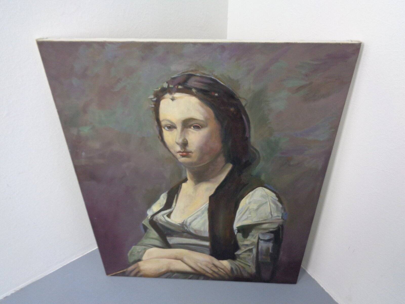 Fred Neumann After Jean Baptiste Camille Corot, The Woman with the Pearl, 1980s, Oil on Canvas