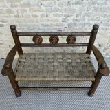 Wooden and rope bench, 1950s, Dudouyt
