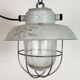 Grey Industrial Aluminium Cage Pendant Lamp with Frosted Glass, 1970s