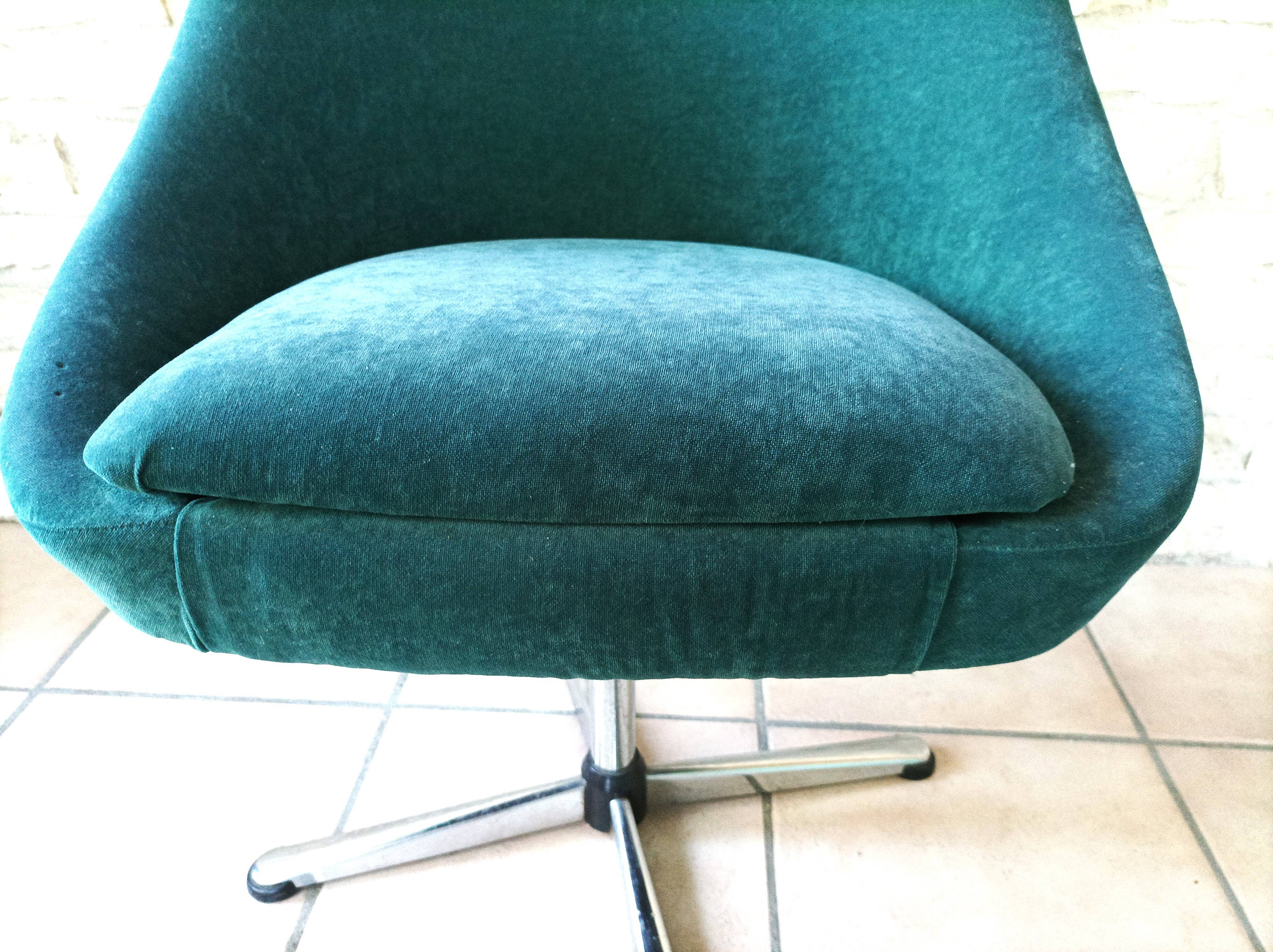 Green velvet armchair