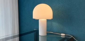Glass Mushroom Table Lamp by Glashutte Limburg