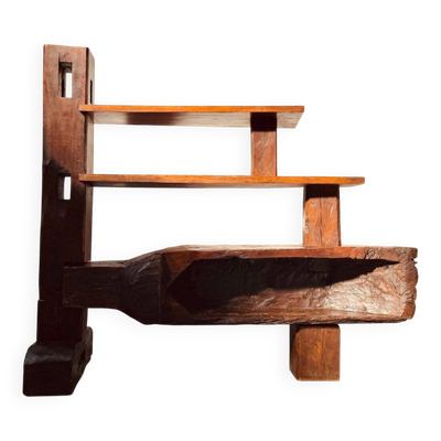 Armoire murale artisanale vintage brésilienne en bois de Cumaru, style art populaire, années 1960