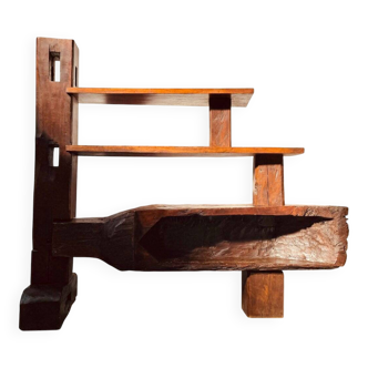 Vintage Brazilian folk art handmade wall cabinet in Cumaru wood, 1960s