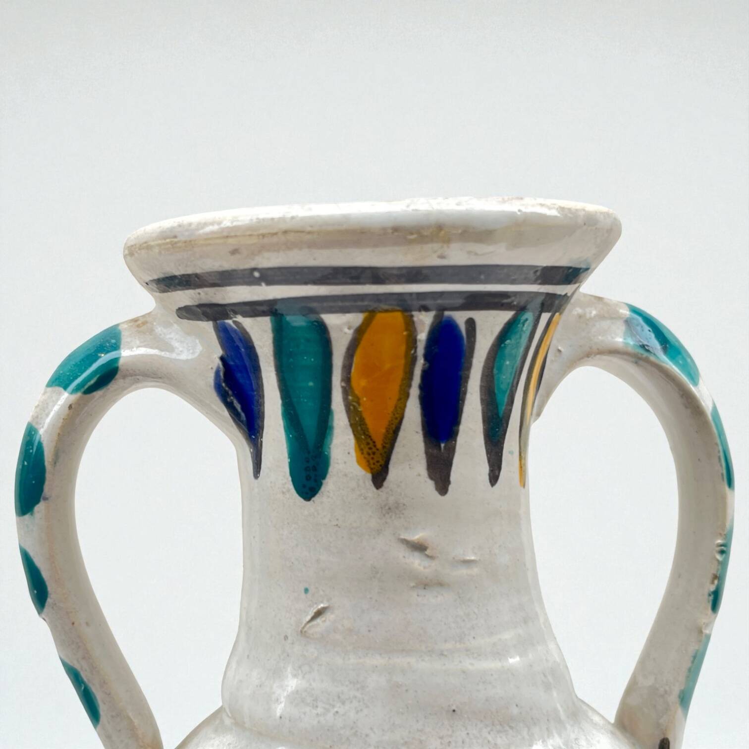 Vintage hand-painted Mediterranean ceramic vase - Berber vase