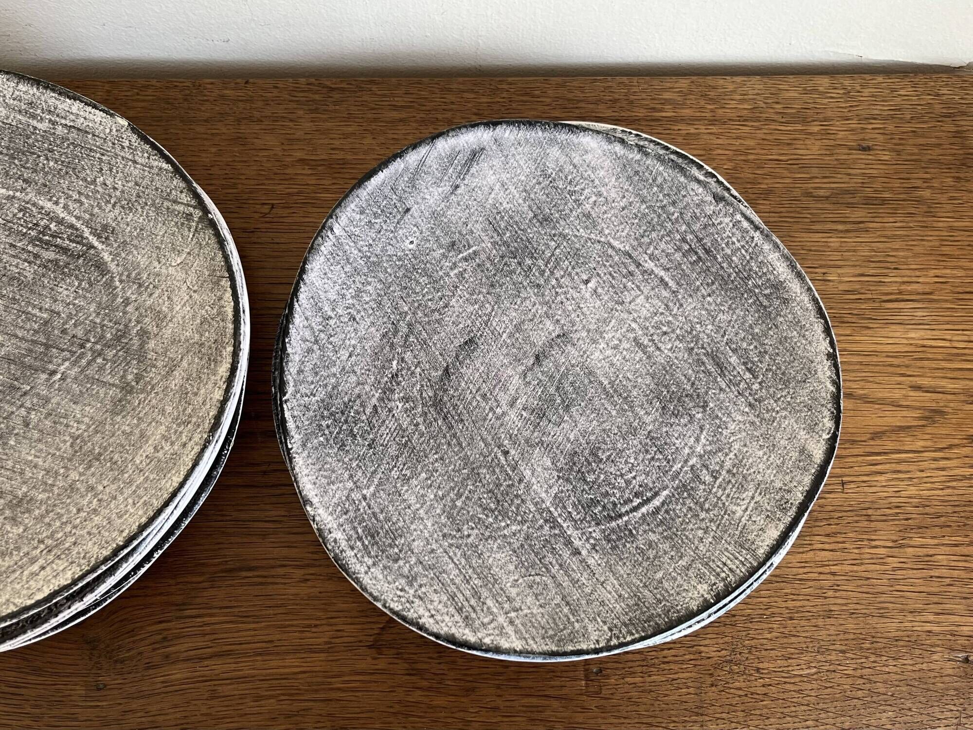 Set of 8 brutalist plates 1970 grey Niederviller Twilight