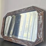 Vintage Art Deco carved wood mirror from the 1940s/50s
